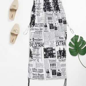 Y2K Newspaper Letter Print Cargo Skirt - Trendy Coquette Aesthetic Fashion Piece