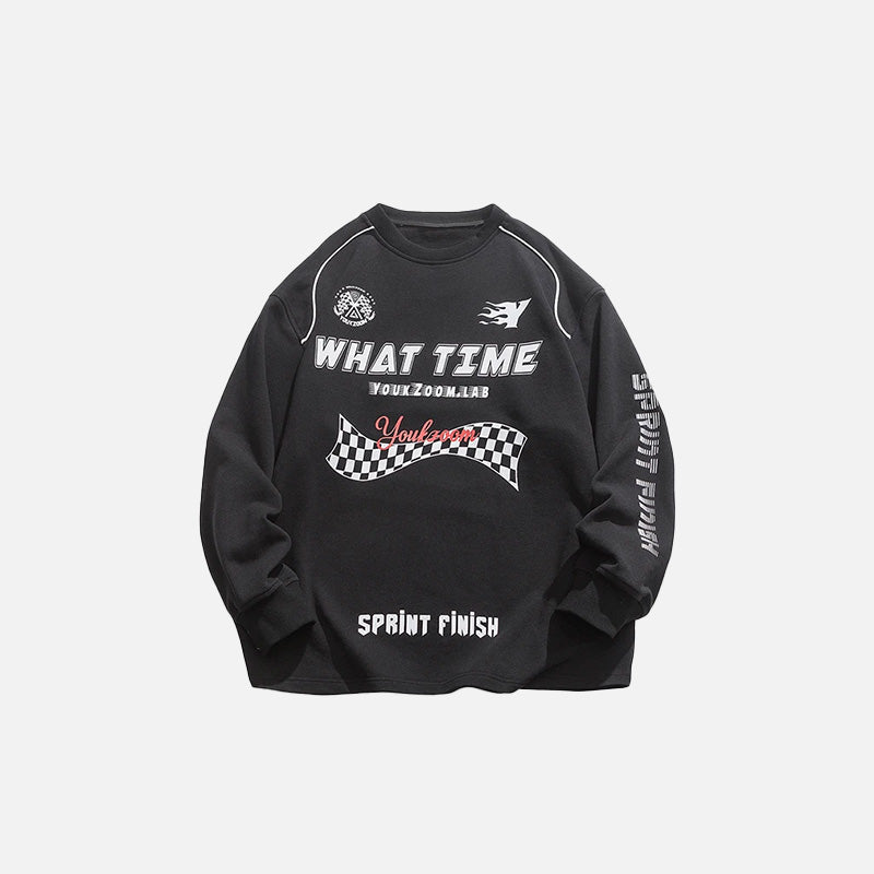 Y2K Oversized Racing Sweatshirt - Comfy Grunge Style for Aesthetic Outfits