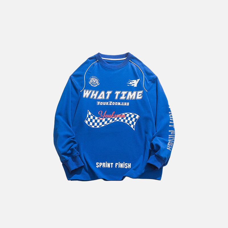 Y2K Oversized Racing Sweatshirt - Comfy Grunge Style for Aesthetic Outfits