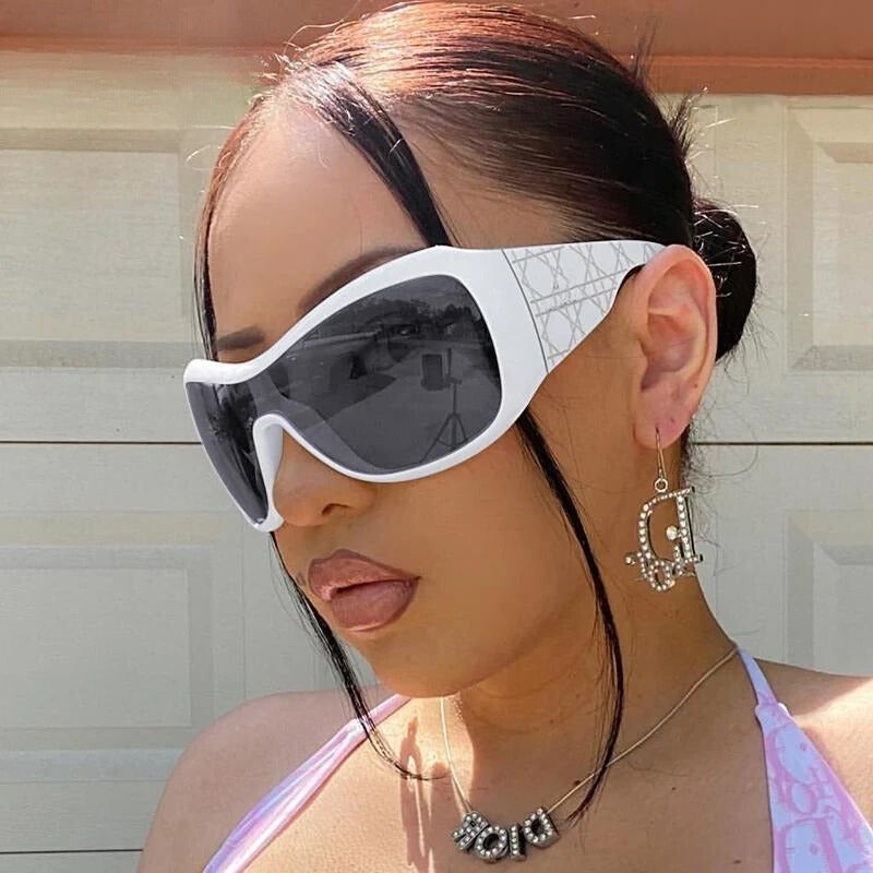 Y2K Oversized Shield Sunglasses for Trendy Y2K Aesthetic Looks and Retro Vibes