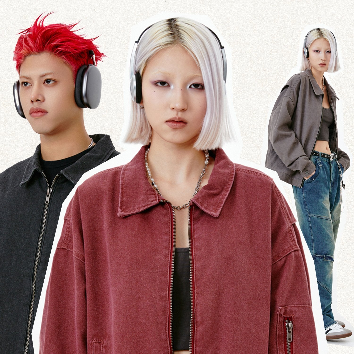 Y2K Oversized Zip-Up Denim Jacket for Trendy Grunge and Coquette Aesthetic Outfits