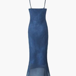 Y2K Patchwork V Neck Cami Midi Dress - Trendy Coquette Aesthetic for Stylish Outfits