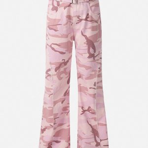 Y2K Pink Camouflage Cargo Jeans for Trendy Aesthetic Outfits and Casual Style