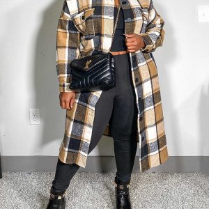 Y2K Plaid Button Shirt Coat - Trendy Grunge Aesthetic Outerwear for Stylish Outfits