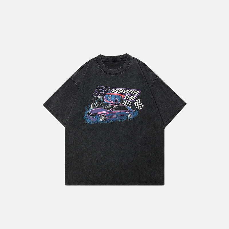 Y2K Racing Club Graphic Tee - Vintage Loose Fit for Retro Aesthetic Outfits