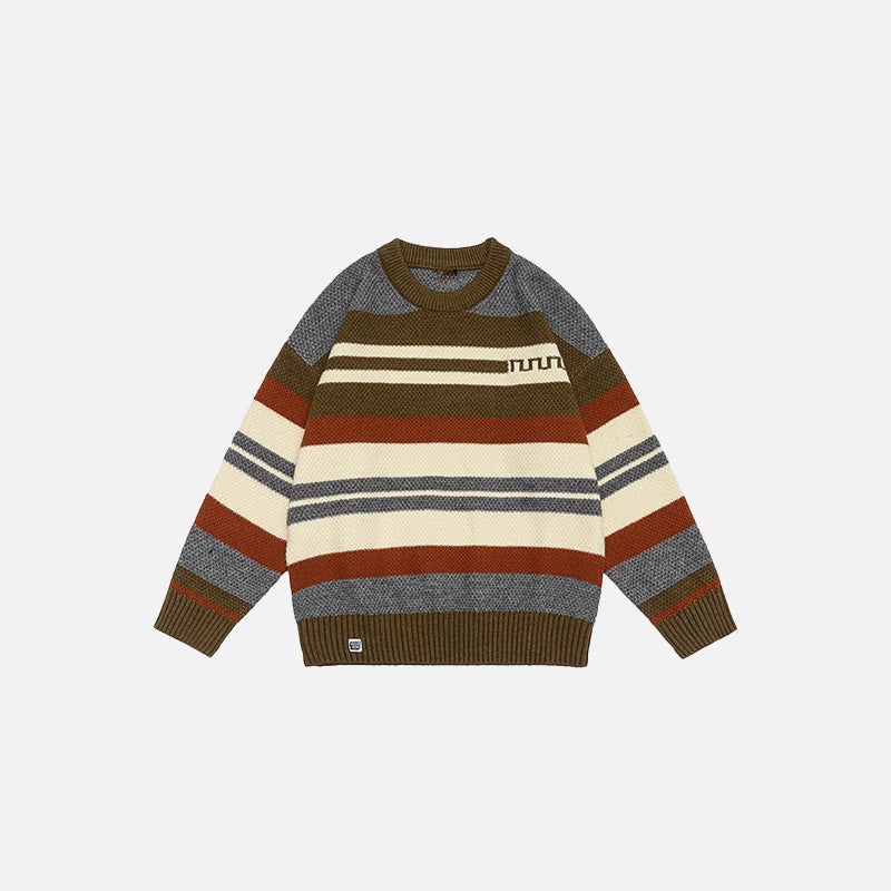 Y2K Retro Multi-Stripe Sweatshirt for Cozy Aesthetic Outfits and Vintage Vibes