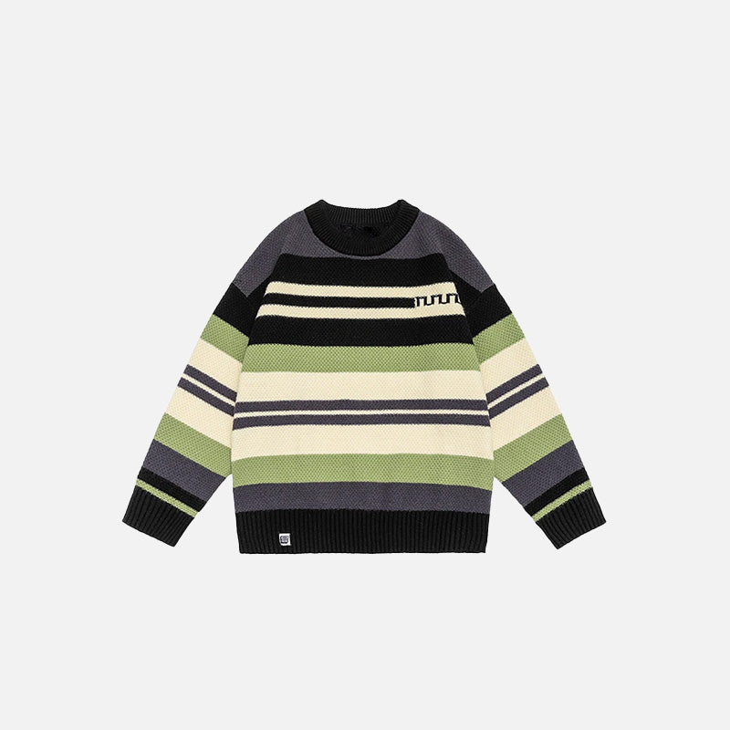 Y2K Retro Multi-Stripe Sweatshirt for Cozy Aesthetic Outfits and Vintage Vibes