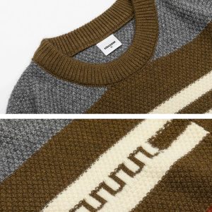 Y2K Retro Multi-Stripe Sweatshirt for Cozy Aesthetic Outfits and Vintage Vibes