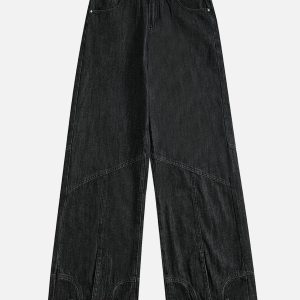 Y2K Reverse Patchwork Jeans: Trendy Grunge Style for Aesthetic Outfits