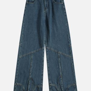 Y2K Reverse Patchwork Jeans: Trendy Grunge Style for Aesthetic Outfits