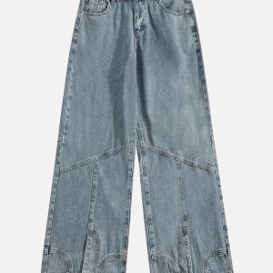 Y2K Reverse Patchwork Jeans: Trendy Grunge Style for Aesthetic Outfits