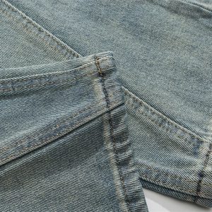 Y2K Rivet Pocket Jeans: Trendy Grunge Style with Vintage Aesthetic Appeal