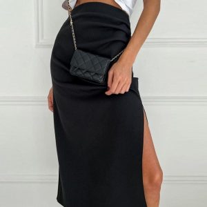 Y2K Ruched Midi Skirt - Trendy Cargo Style for Coquette and Grunge Aesthetic Outfits