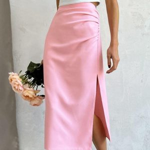 Y2K Ruched Midi Skirt - Trendy Cargo Style for Coquette and Grunge Aesthetic Outfits