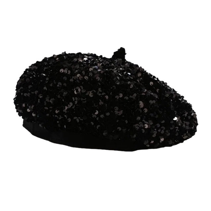 Y2K Sequin Beret Hat for Coquette Aesthetic and Grunge Style Outfits