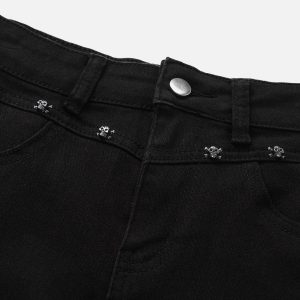 Y2K Skeleton Rivet Cargo Shorts for Grunge Aesthetic and Coquette Style Outfits