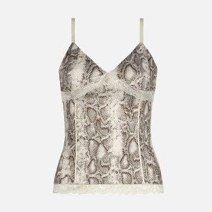 Y2K Snake Pattern Cami Top - Trendy Coquette Aesthetic Crop for Stylish Outfits