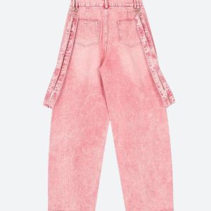 Y2K Soft Girl Double Belted Baggy Jeans for Trendy Coquette and Grunge Aesthetic Outfits