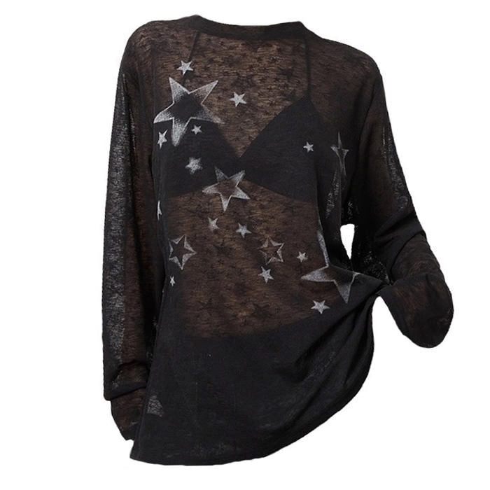 Y2K Star Girl Aesthetic Long Sleeve Top - Cute and Comfy for Trendy Outfits