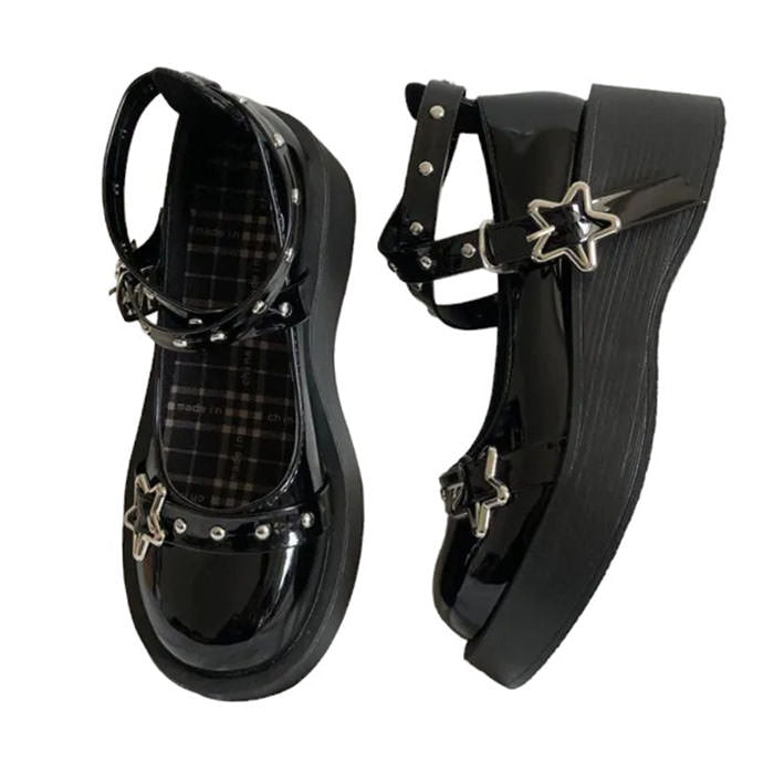 Y2K Star Girl Buckle Platform Sandals for Trendy Aesthetic Outfits and Summer Vibes