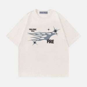 Y2K Star Print Tee - Trendy Grunge Aesthetic Top for Cute Outfits and Aesthetic Vibes