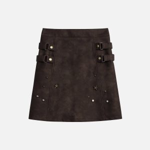 Y2K Star Rivet Cargo Skirt - Trendy Grunge Aesthetic with Coquette Style Touch