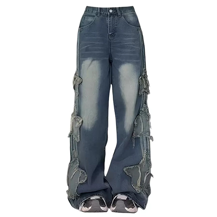 Y2K Star Side Stripe Jeans - Trendy Grunge Aesthetic Denim for Stylish Outfits