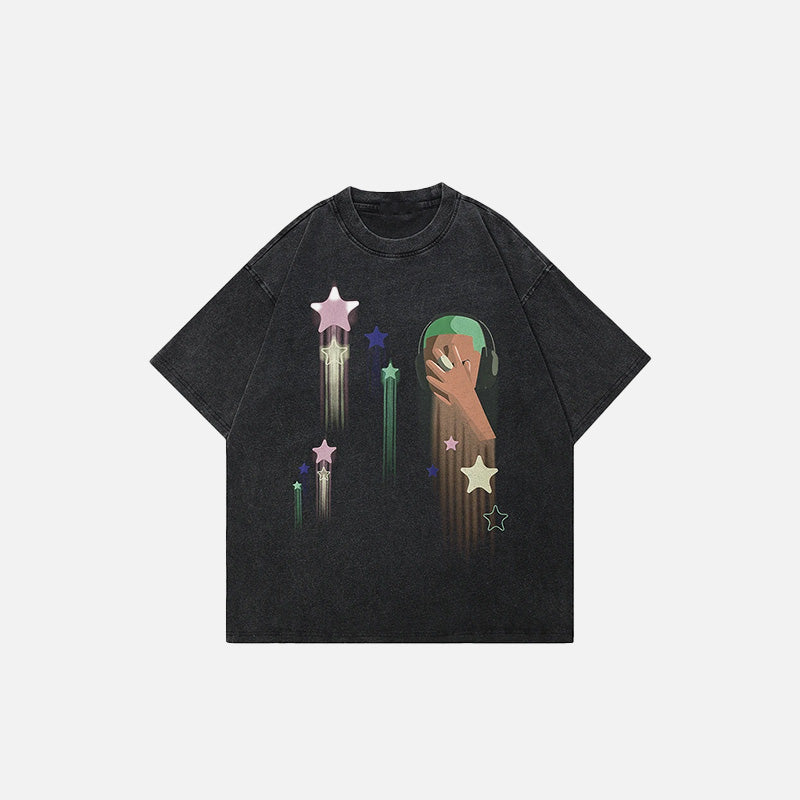 Y2K Star Washed T-Shirt: Vintage-Inspired Aesthetic Tee for Trendy Y2K Fashion Lovers