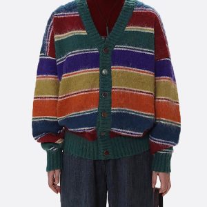 Y2K Striped Cardigan: Comfy Vintage-Inspired Layering for Coquette and Grunge Aesthetics