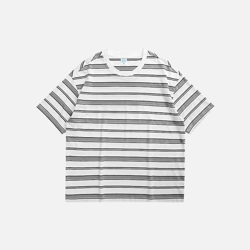 Y2K Striped Contrast Color T-Shirt - Trendy Aesthetic Top for Grunge and Coquette Styles