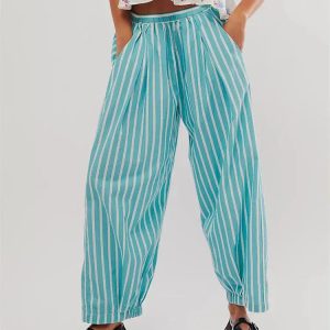 Y2K Striped Sweatpants for Comfy Aesthetic Outfits - Retro Grunge Style Essentials