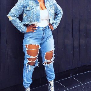 Y2K Studded Denim Jacket: Edgy Grunge Style for Aesthetic Outfits and Vintage Vibes