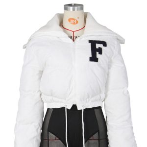 Y2K Style Letter Embroidery Puffer Jacket - Trendy Grunge Aesthetic Outerwear