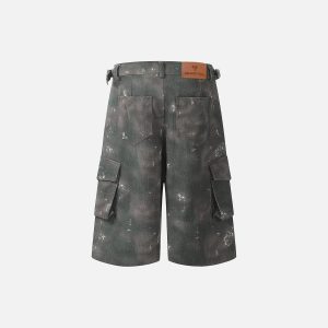 Y2K Tie Dye Cargo Jorts with Multi Pockets for Trendy Aesthetic Outfits