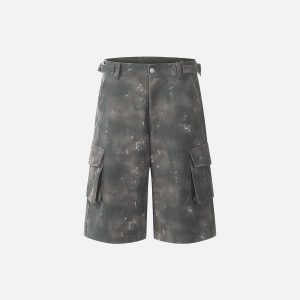 Y2K Tie Dye Cargo Jorts with Multi Pockets for Trendy Aesthetic Outfits