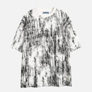 Y2K Tie Dye Distressed Tee - Trendy Grunge Aesthetic Top for Vintage-Inspired Outfits