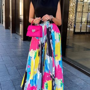 Y2K Tie Dye Print High Waist Wide Leg Pants for Trendy Aesthetic Outfits