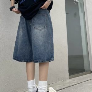 Y2K Vintage Baggy Women's Jorts for Retro Aesthetic Outfits and Comfy Summer Style