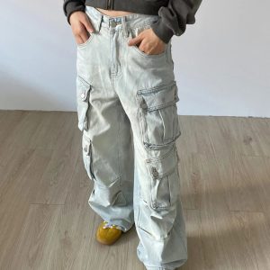 Y2K Vintage Distressed Cargo Pants for Trendy Grunge Aesthetic Outfits