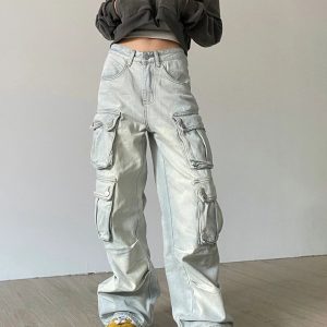 Y2K Vintage Distressed Cargo Pants for Trendy Grunge Aesthetic Outfits