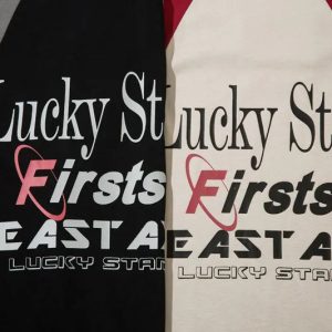 Y2K Vintage Lucky Star Graphic Tee - Retro Aesthetic Top for Trendy Outfits