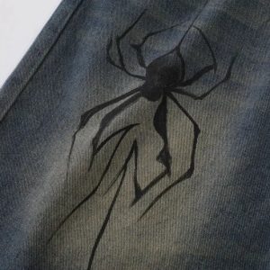 Y2K Vintage Spider Graphic Shorts for Edgy Aesthetic Outfits and Grunge Style