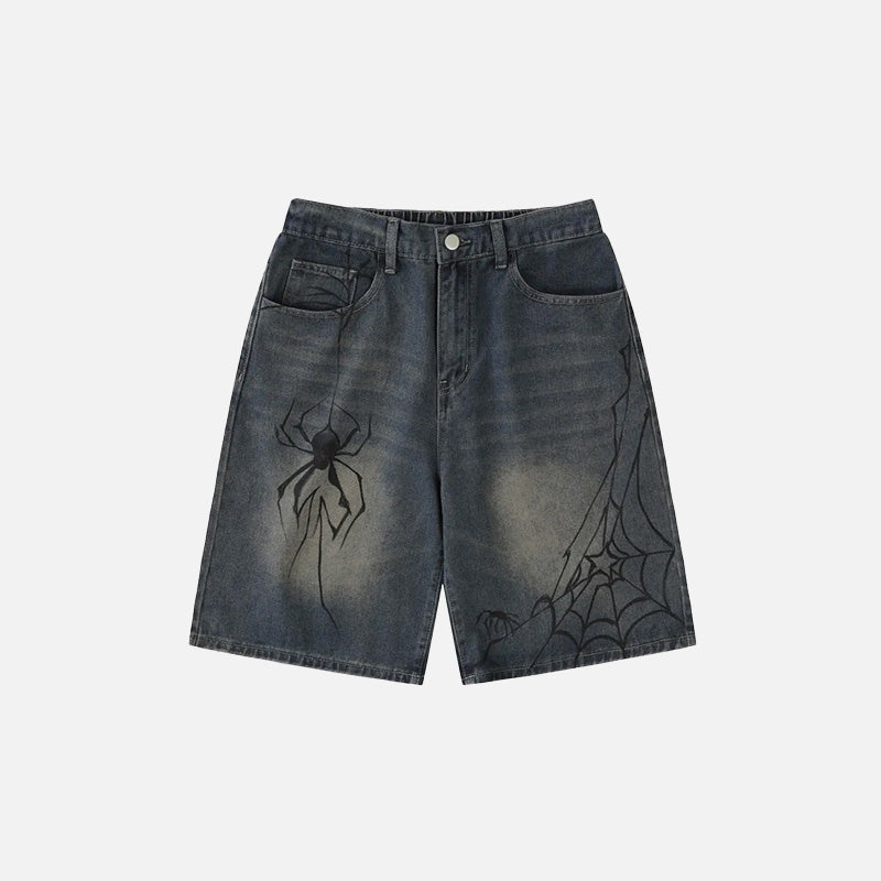 Y2K Vintage Spider Graphic Shorts for Edgy Aesthetic Outfits and Grunge Style