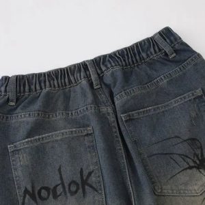 Y2K Vintage Spider Graphic Shorts for Edgy Aesthetic Outfits and Grunge Style