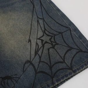 Y2K Vintage Spider Graphic Shorts for Edgy Aesthetic Outfits and Grunge Style