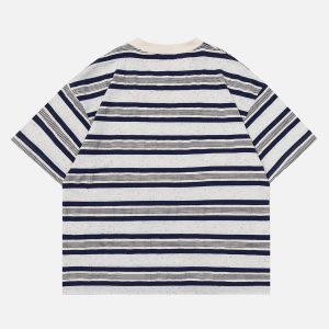 Y2K Vintage Stripe Tee: Retro Aesthetic Top for Coquette and Grunge Styles