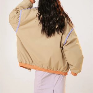 Y2K Vintage Striped Windbreaker Jacket for Retro Aesthetic Outfits and Street Style