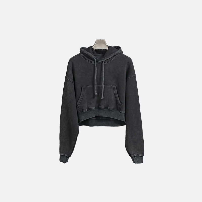 Y2K Washed Black Comfy Hoodie - Vintage Grunge Style for Aesthetic Outfits