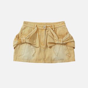 Y2K Washed Denim Cargo Skirt - Trendy Grunge Aesthetic for Effortless Style