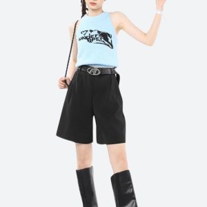 Y2K Wide Leg Pleated Shorts for Trendy Aesthetic Outfits and Comfy Summer Style